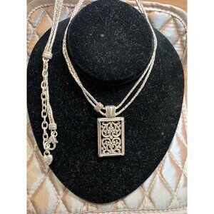 Brighton Berkley Double Strand Rectangular Filigree Necklace With Satin Bag